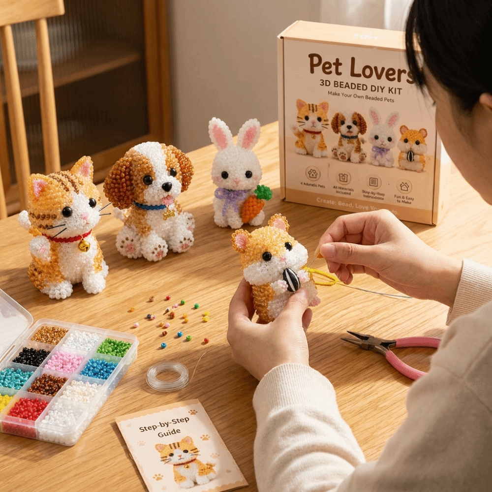 Art Craft Education - Handgemaakte DIY dieren kralen borduurset kleurrijke