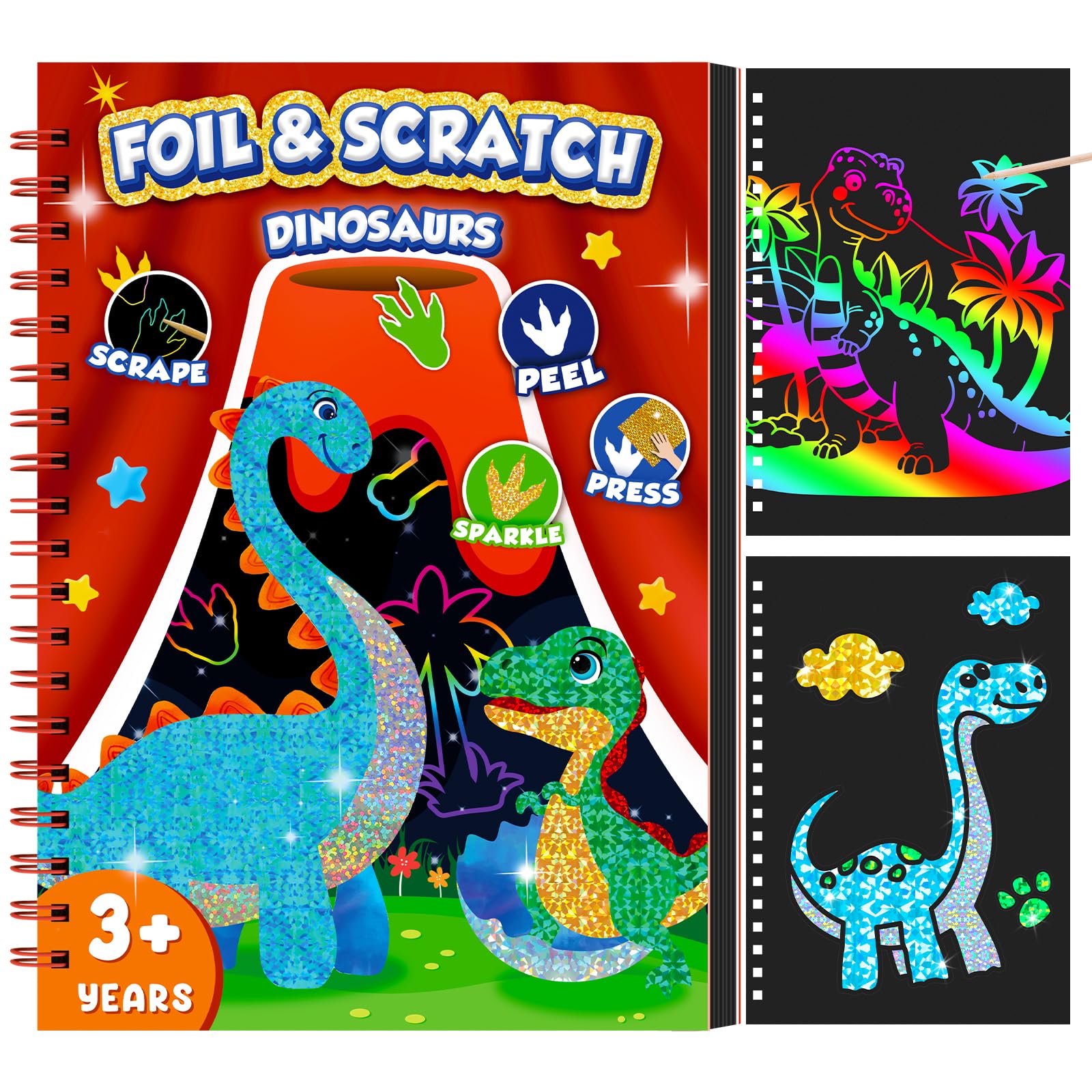Dinosaur And Craft - Dinosaurus Scratch Art Book voor kinderen