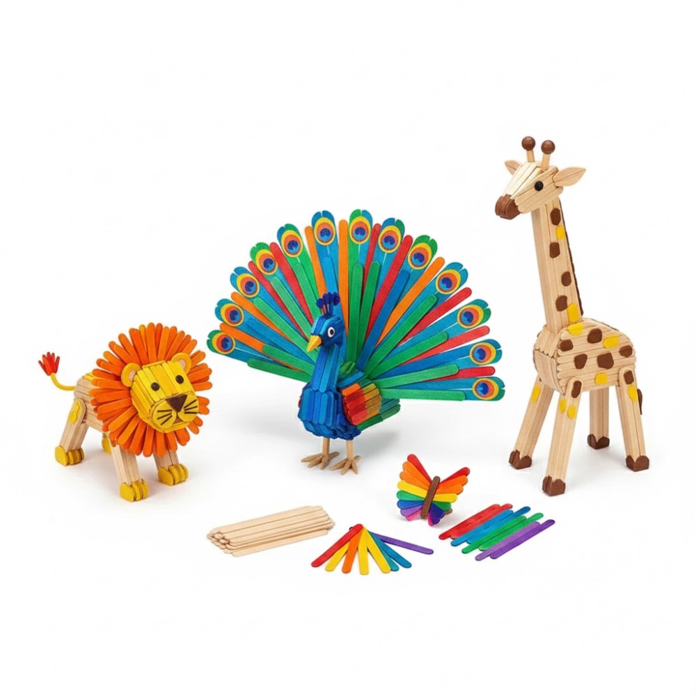 Art Craft Education - 50 stuks gekleurde houten ijslollystokjes voor