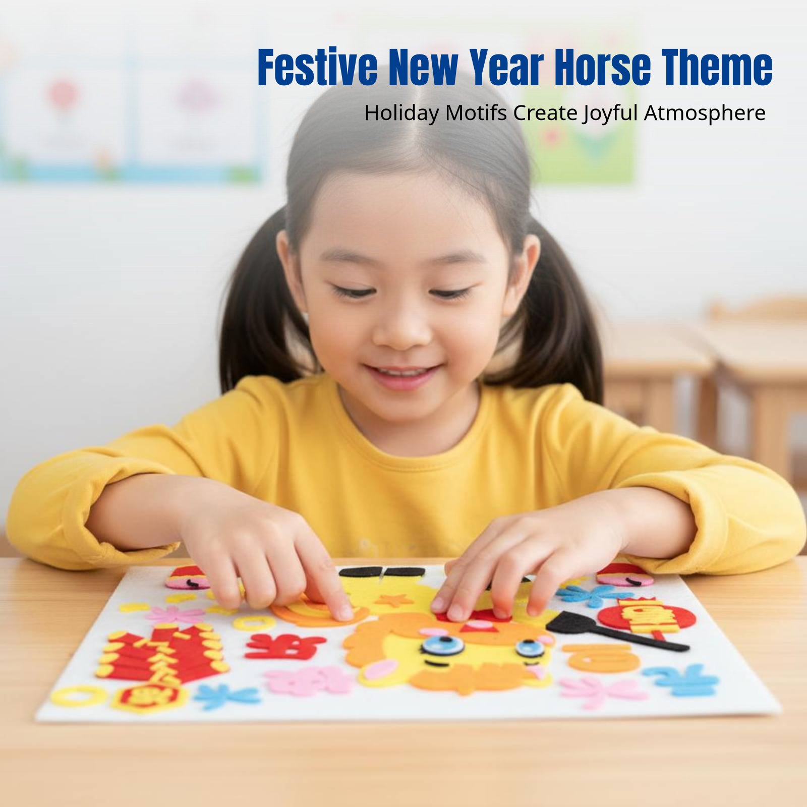 Art Craft For Kindergarten - 2026 Nieuwjaars DIY Stoffen Kunst Sticker,