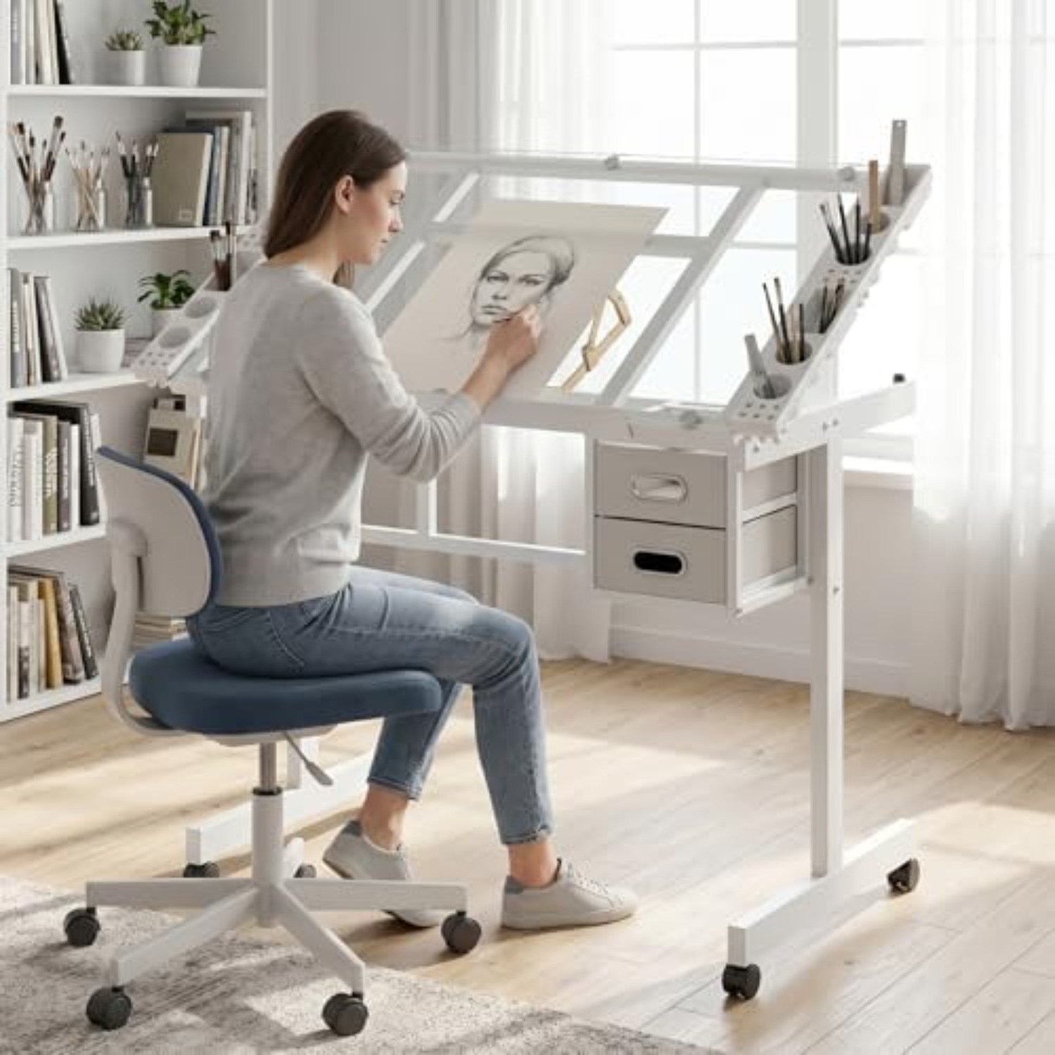 Art Craft Us - Verrijdbare tekentafel, schildertafel, kunst- en knutseltafel