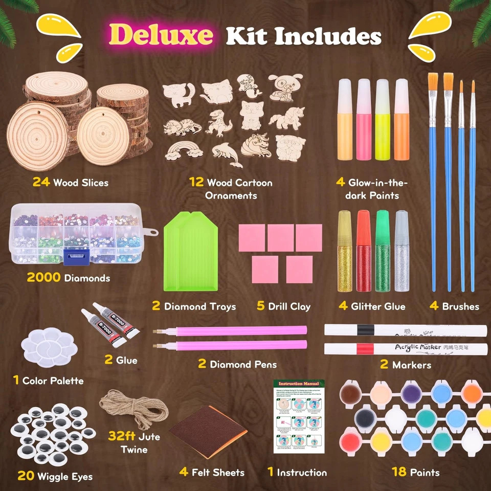 Art Craft Education - Kinder Glow-in-the-dark houten schilderset, DIY onafgewerkte