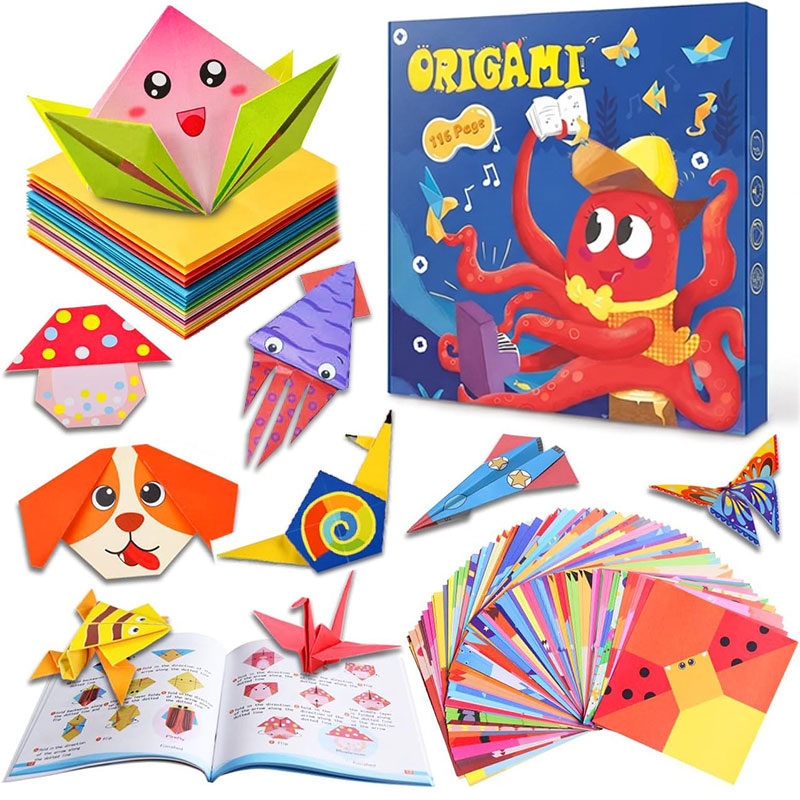 Art Craft With Paper - Origami-papier knutselsets Begeleidingsboek DIY-kunstknutselspullen Kleurrijke vouwpapieren