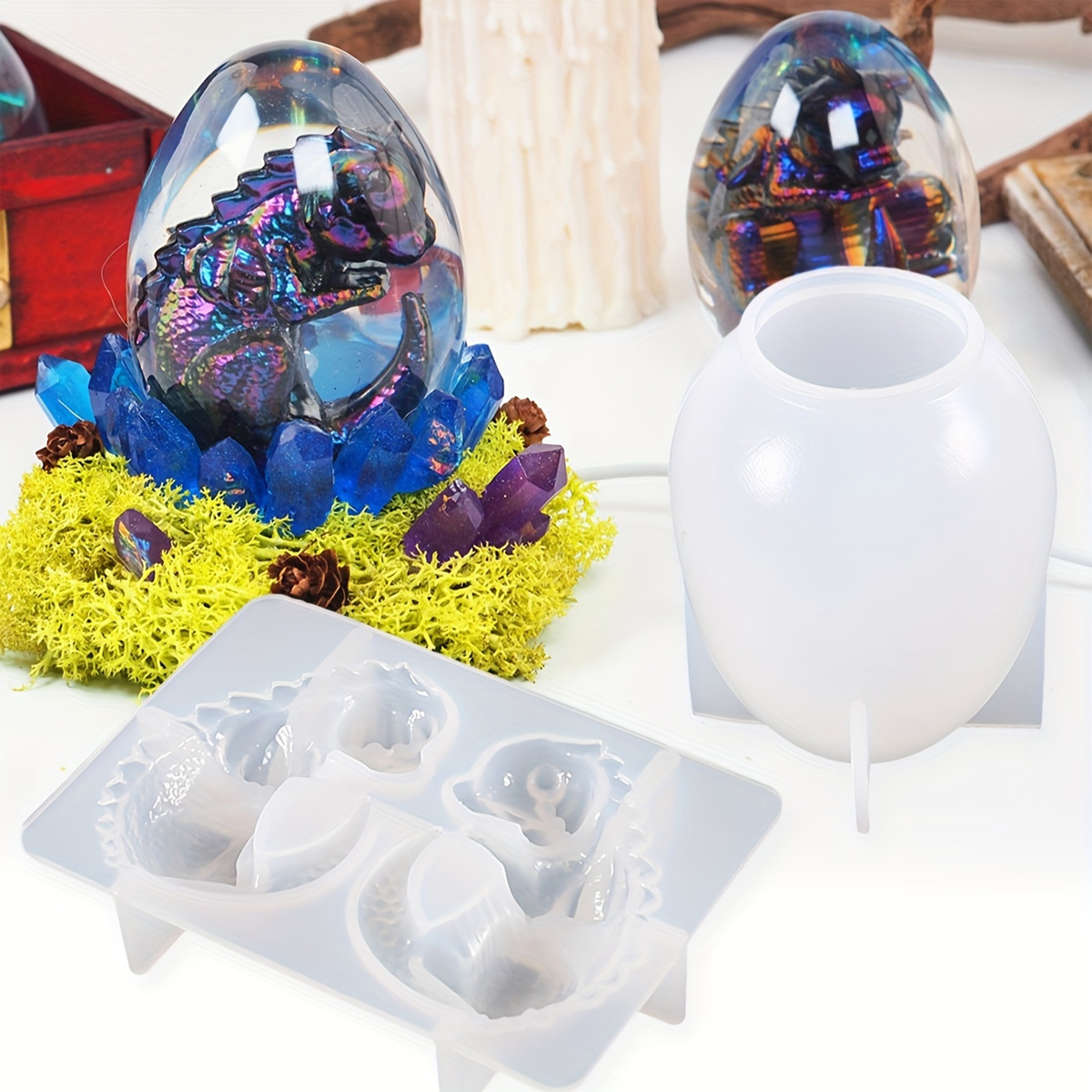 Dinosaur And Craft - Siliconen drakenei mallen, 2-delige set, dinosaurus