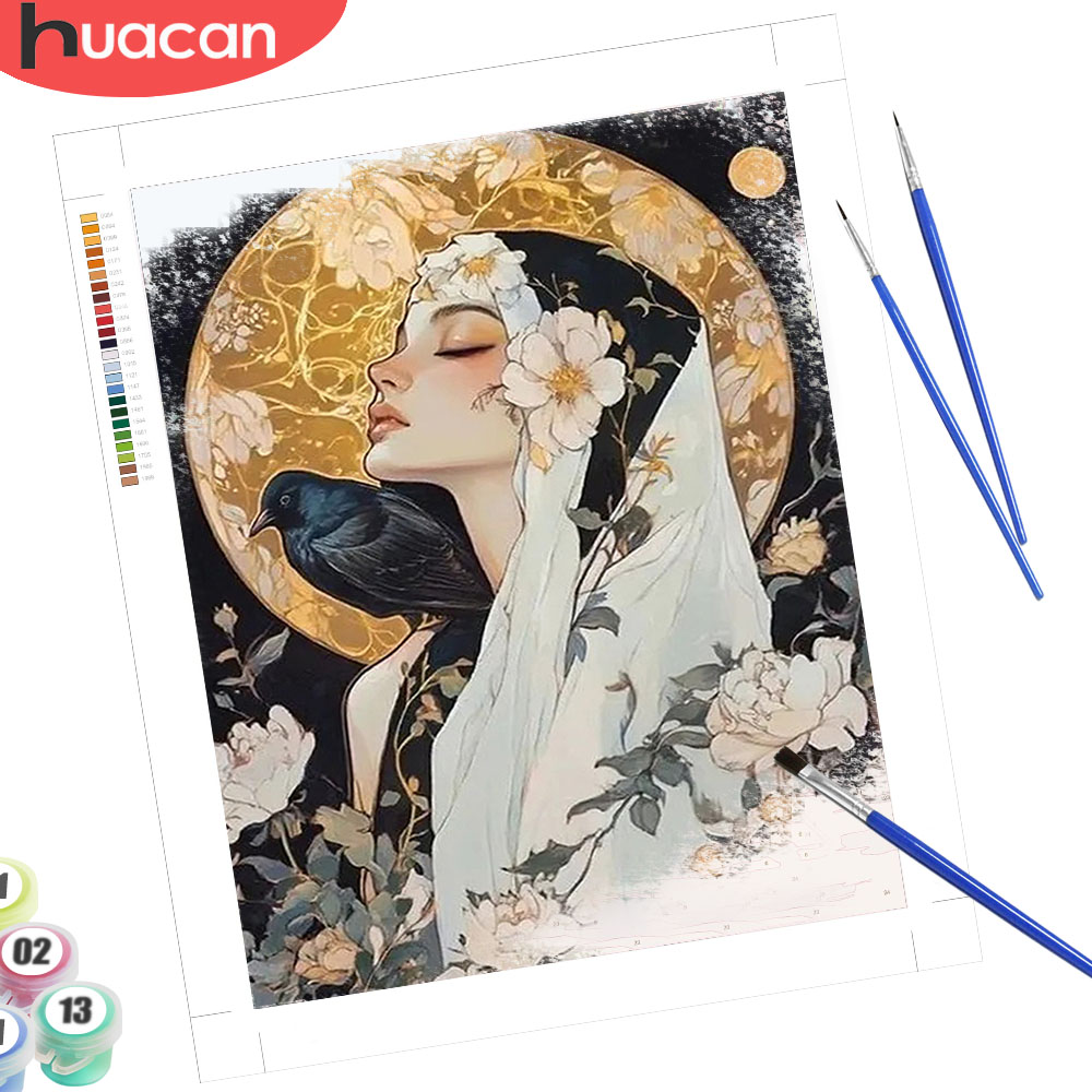 Art Craft Picture - HUACAN DIY Olieverfschilderij op Nummer Meisje