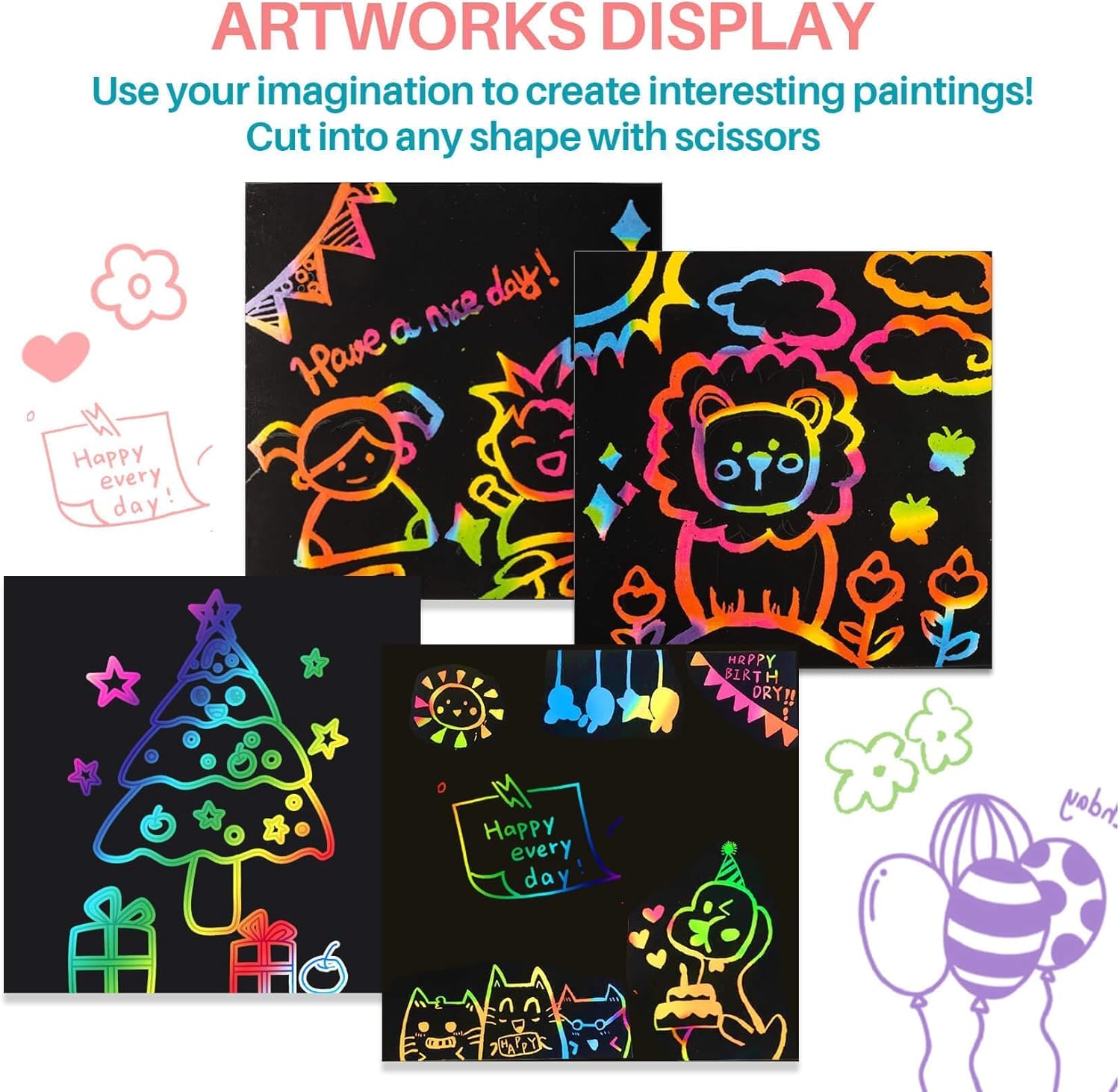 Regenboog-schrappapier Kunstni - Art Craft 4 Years Old recensie en prijs